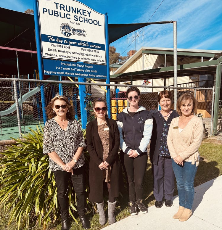 5 of the Trunkey Public School staff members standing outside the school