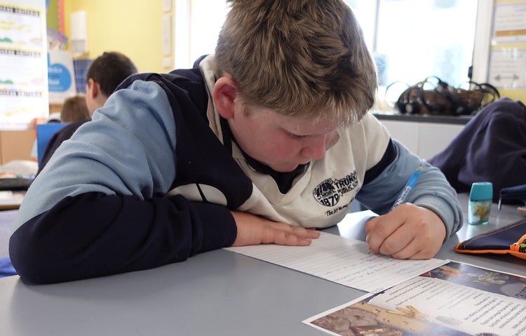 Trunkey Public School student completing work in the classroom.